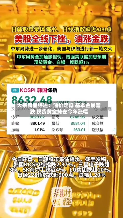 大宗商品综述:油价走低 基本金属普跌 现货黄金抹去今年涨幅-第3张图片