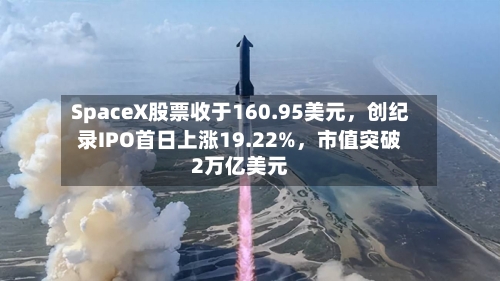 SpaceX股票收于160.95美元，创纪录IPO首日上涨19.22%	，市值突破2万亿美元-第2张图片