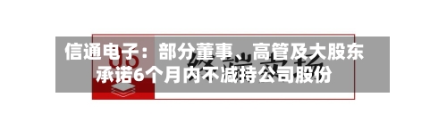信通电子：部分董事、高管及大股东承诺6个月内不减持公司股份-第2张图片