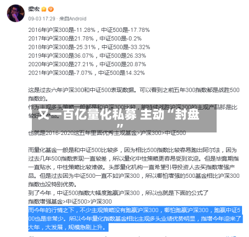 又一百亿量化私募 主动“封盘”-第2张图片