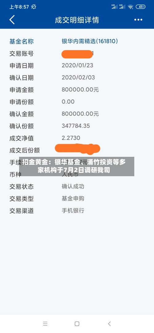 招金黄金：银华基金、涌竹投资等多家机构于7月2日调研我司-第2张图片