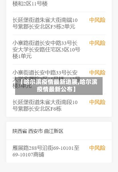 【哈尔滨疫情最新进展,哈尔滨疫情最新公布】