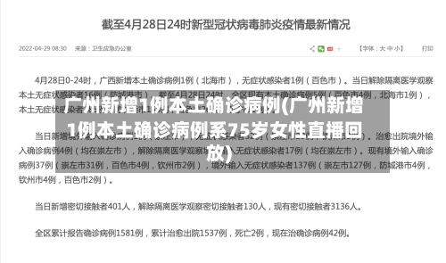 广州新增1例本土确诊病例(广州新增1例本土确诊病例系75岁女性直播回放)-第2张图片