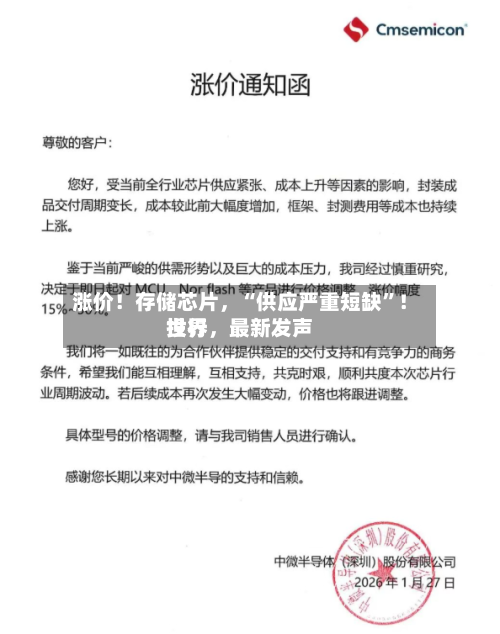 涨价！存储芯片	，“供应严重短缺	”！世界投行，最新发声-第2张图片