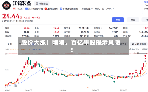 股价大涨！刚刚，百亿牛股提示风险！-第2张图片