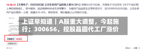 上证早知道｜A股重大调整，今起施行；300656，控股晶圆代工厂涨价-第2张图片