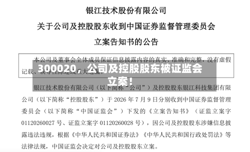 300020，公司及控股股东被证监会立案！-第2张图片