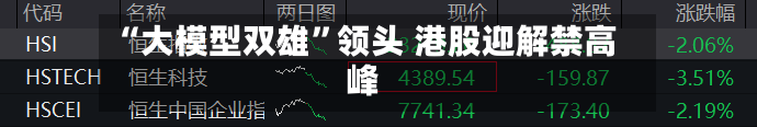 “大模型双雄”领头 港股迎解禁高峰-第2张图片