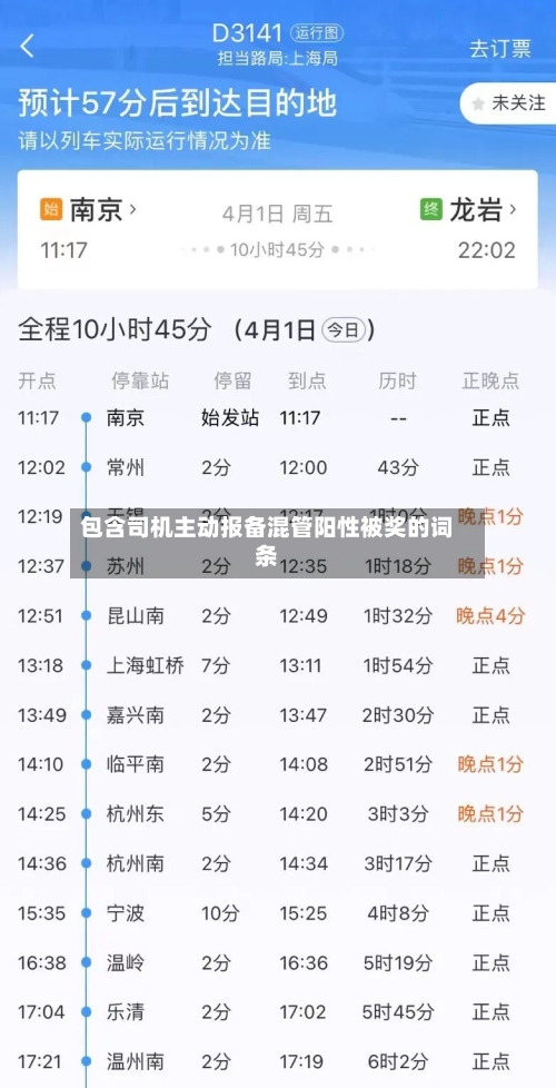 包含司机主动报备混管阳性被奖的词条