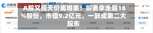 A股又现天价离婚案！前妻拿走超18%股份，市值9.2亿元	，一跃成第二大股东-第2张图片
