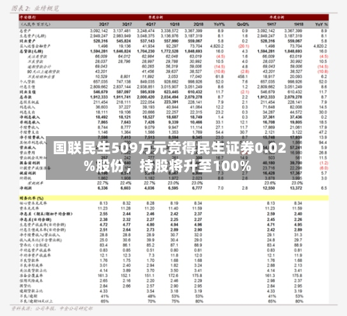 国联民生509万元竞得民生证券0.02%股份，持股将升至100%-第3张图片