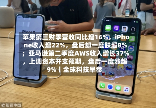苹果第三财季营收同比增16%，iPhone收入增22%，盘后却一度跌超8%；亚马逊第二季度AWS收入增长37%	，上调资本开支预期，盘后一度涨超9%丨全球科技早参-第2张图片
