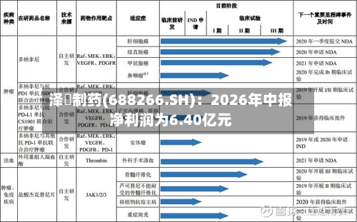 泽璟制药(688266.SH)：2026年中报净利润为6.40亿元