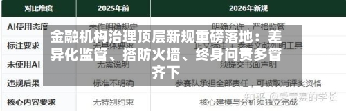 金融机构治理顶层新规重磅落地：差异化监管、搭防火墙	、终身问责多管齐下-第2张图片