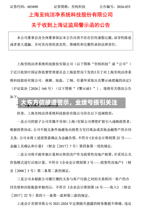 大东方信披遭警示，业绩亏损引关注-第2张图片