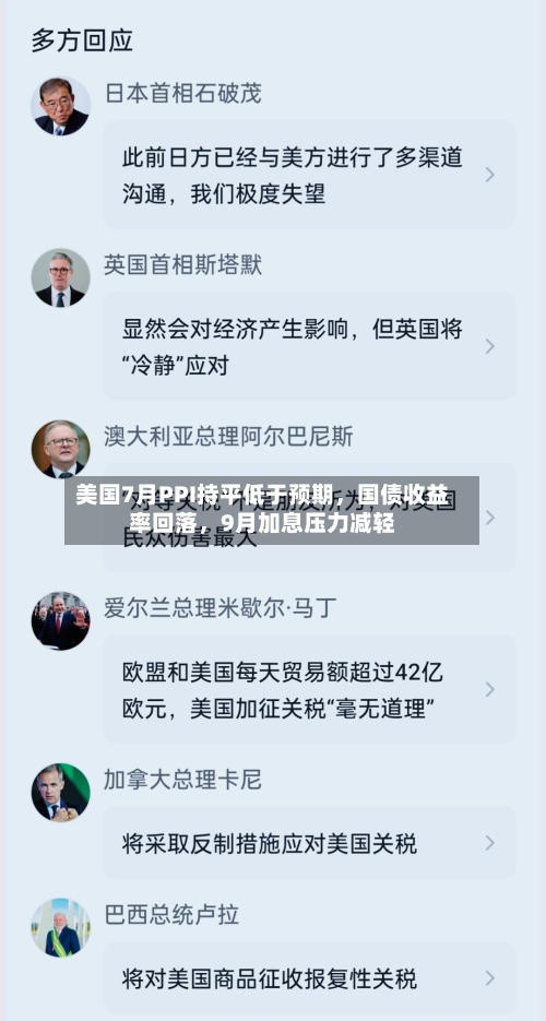 美国7月PPI持平低于预期	，国债收益率回落，9月加息压力减轻-第2张图片
