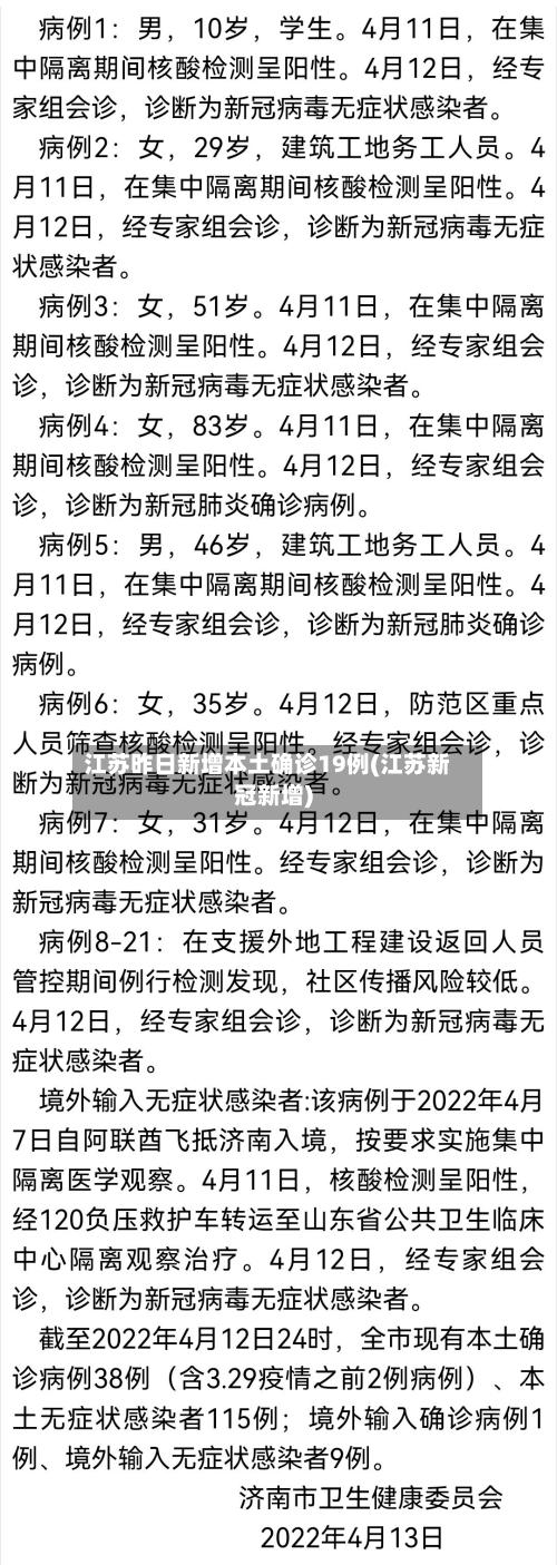 江苏昨日新增本土确诊19例(江苏新冠新增)-第2张图片