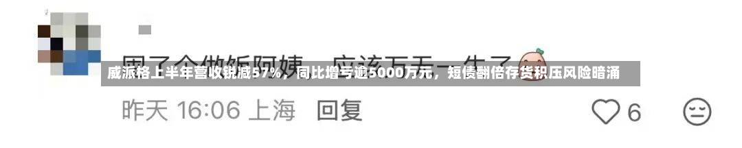 威派格上半年营收锐减57%，同比增亏逾5000万元	，短债翻倍存货积压风险暗涌-第3张图片