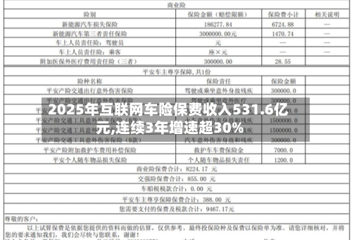 2025年互联网车险保费收入531.6亿元,连续3年增速超30%