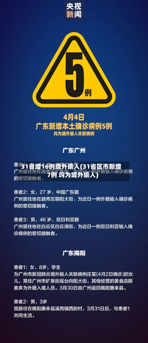 31省增16例境外输入(31省区市新增7例 均为境外输入)