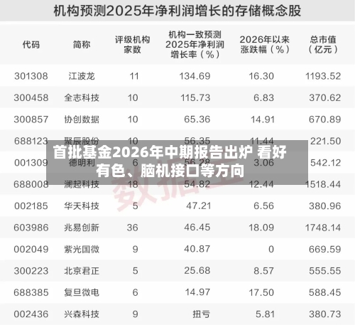 首批基金2026年中期报告出炉 看好有色	、脑机接口等方向-第2张图片