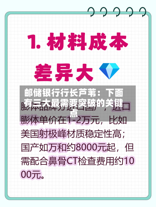 邮储银行行长芦苇：下面有三大最需要突破的关键点