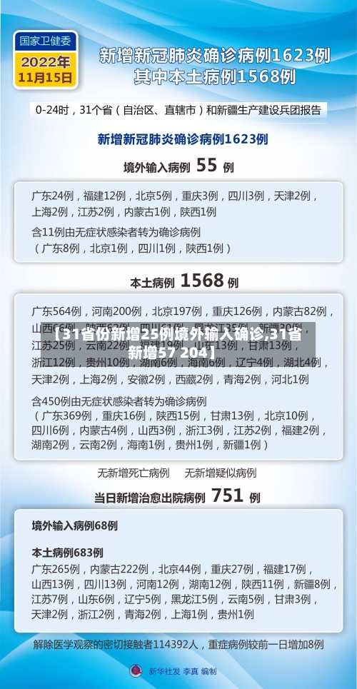 【31省份新增25例境外输入确诊,31省新增57 204】