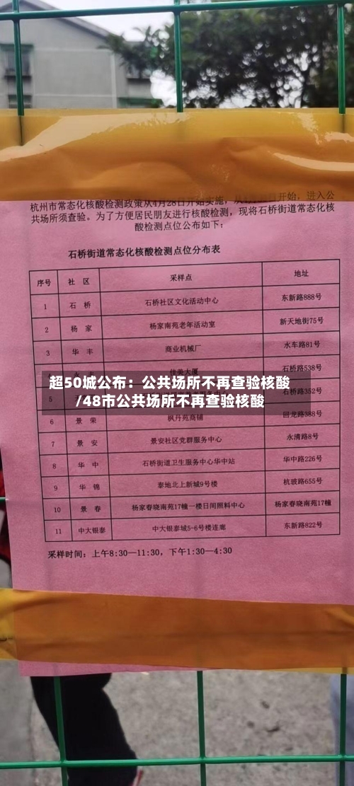 超50城公布：公共场所不再查验核酸/48市公共场所不再查验核酸