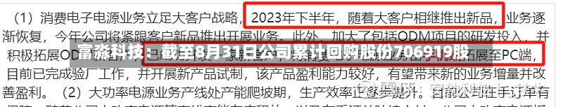 富淼科技：截至8月31日公司累计回购股份706919股
