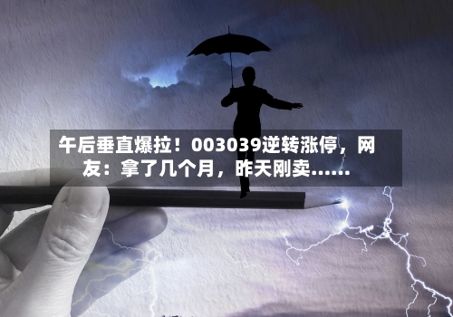 午后垂直爆拉！003039逆转涨停，网友：拿了几个月，昨天刚卖……-第2张图片