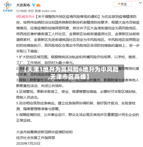 【天津1地升为高风险6地升为中风险,天津市区高峰】