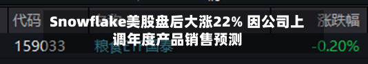 Snowflake美股盘后大涨22% 因公司上调年度产品销售预测-第2张图片