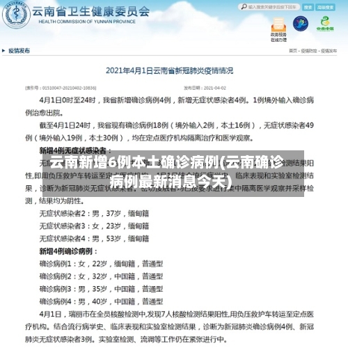 云南新增6例本土确诊病例(云南确诊病例最新消息今天)