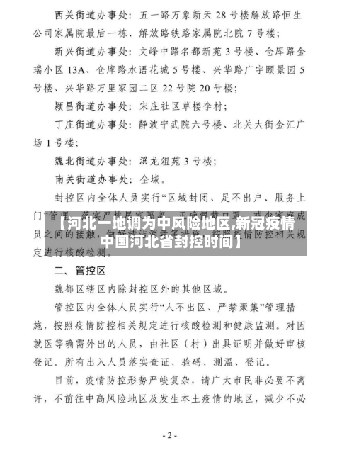 【河北一地调为中风险地区,新冠疫情中国河北省封控时间】