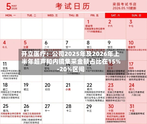开立医疗：公司2025年及2026年上半年超声和内镜集采金额占比在15%-20%区间-第2张图片
