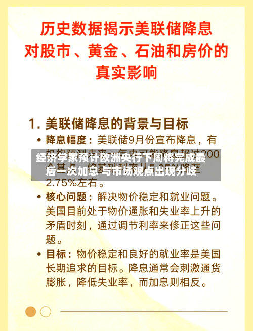 经济学家预计欧洲央行下周将完成最后一次加息 与市场观点出现分歧