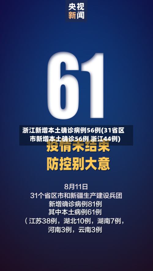 浙江新增本土确诊病例56例(31省区市新增本土确诊56例 浙江44例)